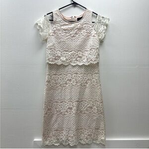 Cream lace dress with soft pink underneath, Never worn
